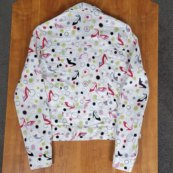 Mechant High Heeled Shoes Novelty Print Cream Jacket - M - Picture 8 of 10